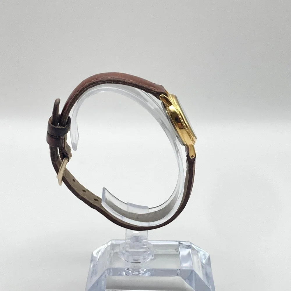 Vintage Lorus Women's Watch 24mm Gold Tone V811-1920 Brown Band New Battery 8.5